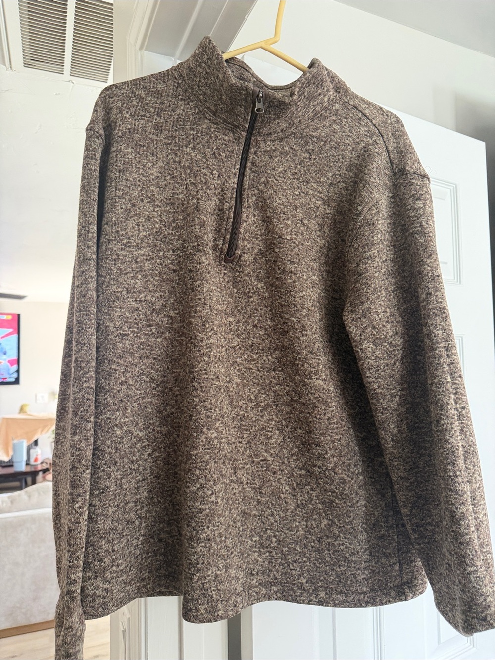Old Navy Men's Zip-Neck Heather Brown Sweater